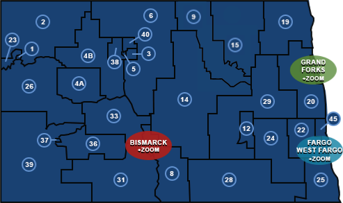 Map of North Dakota legislative districts